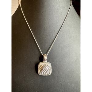 Silver tone rhinestone magnetic cable style pendant